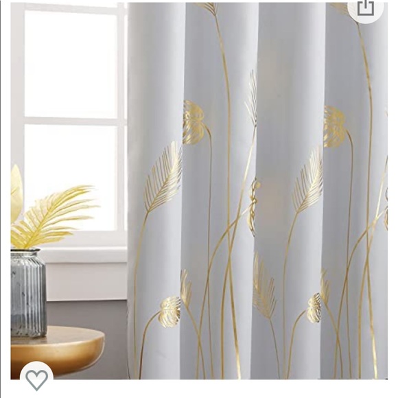 Grayish White with Gold Flower Drapes 52W X 82L (2 panels per package) NEW! - Picture 2 of 7